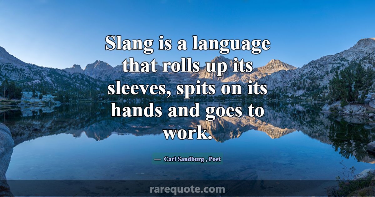 Slang is a language that rolls up its sleeves, spi... Carl Sandburg