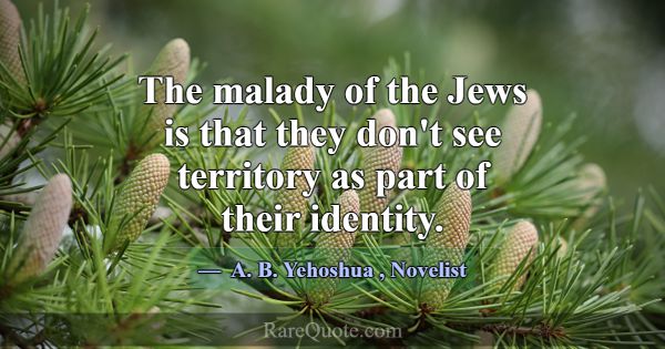 The malady of the Jews is that they don't see terr... -A. B. Yehoshua