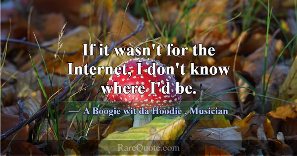 If it wasn't for the Internet, I don't know where ... -A Boogie wit da Hoodie