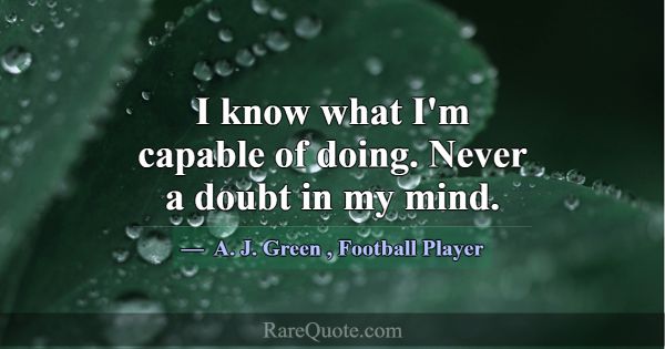 I know what I'm capable of doing. Never a doubt in... -A. J. Green