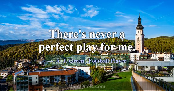 There's never a perfect play for me.... -A. J. Green