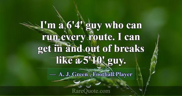 I'm a 6'4' guy who can run every route. I can get ... -A. J. Green