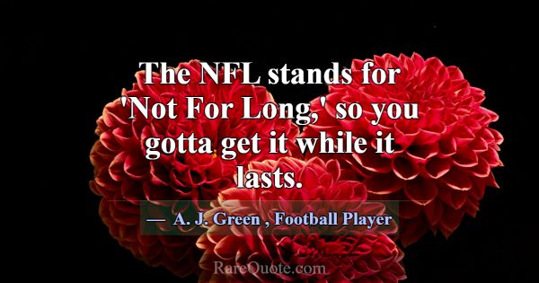 The NFL stands for 'Not For Long,' so you gotta ge... -A. J. Green