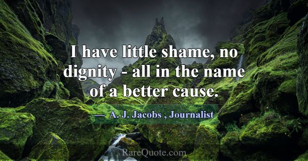 I have little shame, no dignity - all in the name ... -A. J. Jacobs