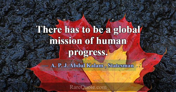 There has to be a global mission of human progress... -A. P. J. Abdul Kalam