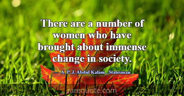 There are a number of women who have brought about... -A. P. J. Abdul Kalam