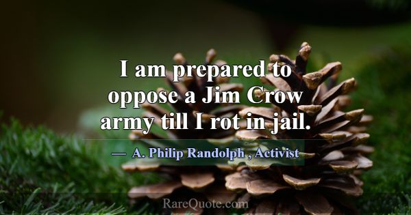 I am prepared to oppose a Jim Crow army till I rot... -A. Philip Randolph