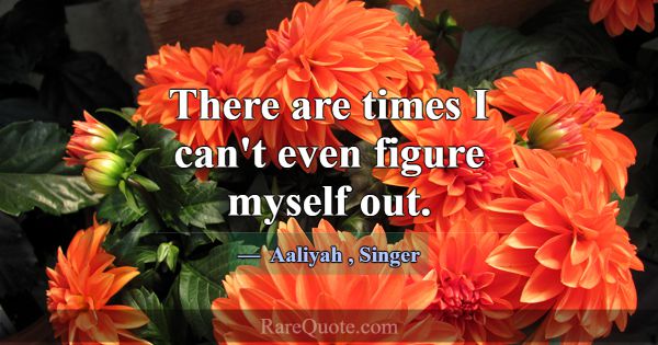 There are times I can't even figure myself out.... -Aaliyah