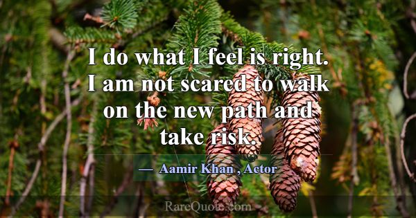 I do what I feel is right. I am not scared to walk... -Aamir Khan