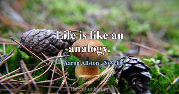 Life is like an analogy.... -Aaron Allston