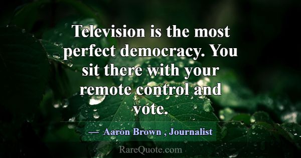 Television is the most perfect democracy. You sit ... -Aaron Brown