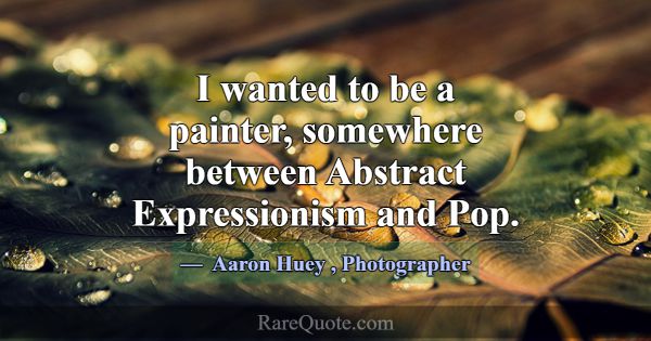 I wanted to be a painter, somewhere between Abstra... -Aaron Huey