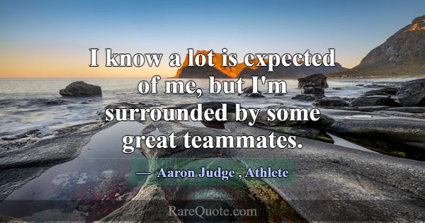I know a lot is expected of me, but I'm surrounded... -Aaron Judge