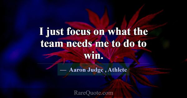 I just focus on what the team needs me to do to wi... -Aaron Judge