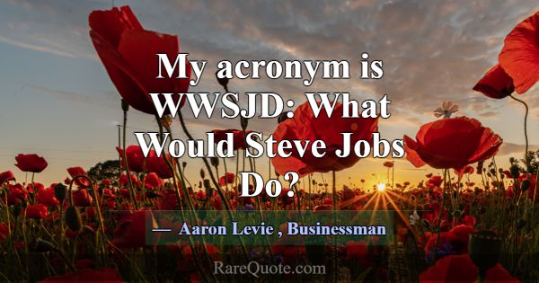 My acronym is WWSJD: What Would Steve Jobs Do?... -Aaron Levie
