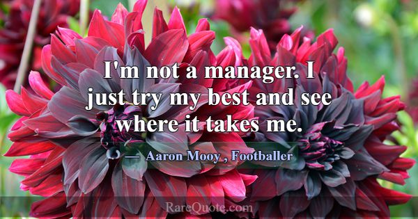 I'm not a manager. I just try my best and see wher... -Aaron Mooy