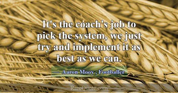 It's the coach's job to pick the system, we just t... -Aaron Mooy