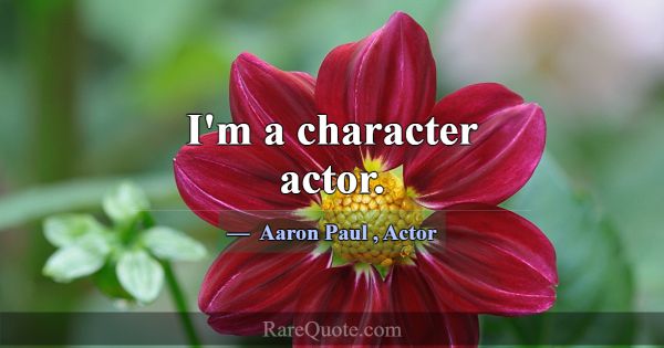 I'm a character actor.... -Aaron Paul