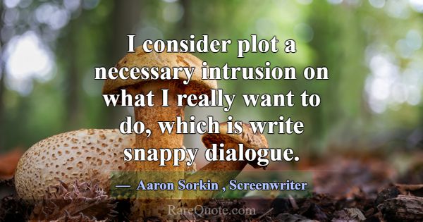 I consider plot a necessary intrusion on what I re... -Aaron Sorkin