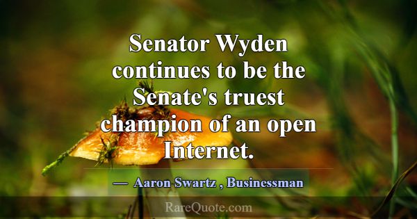 Senator Wyden continues to be the Senate's truest ... -Aaron Swartz