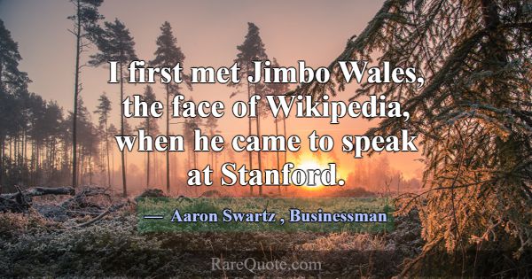 I first met Jimbo Wales, the face of Wikipedia, wh... -Aaron Swartz