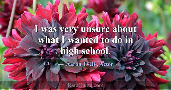I was very unsure about what I wanted to do in hig... -Aaron Tveit