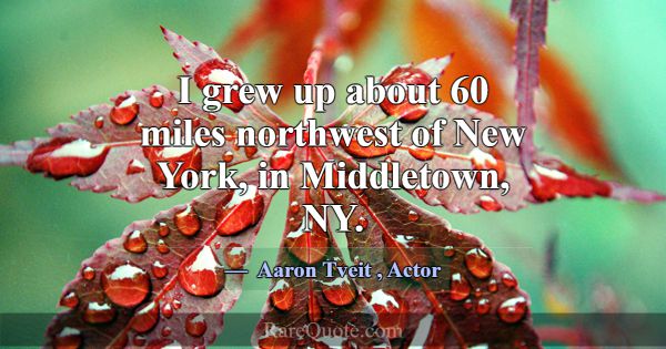 I grew up about 60 miles northwest of New York, in... -Aaron Tveit