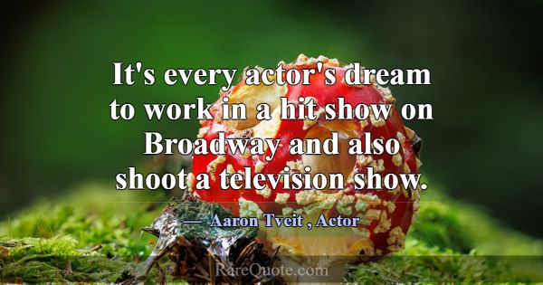 It's every actor's dream to work in a hit show on ... -Aaron Tveit