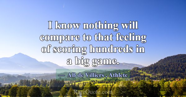 I know nothing will compare to that feeling of sco... -AB de Villiers