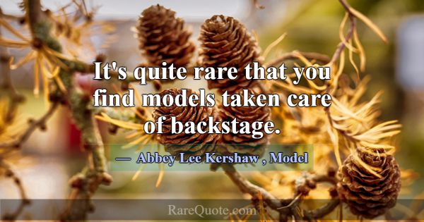 It's quite rare that you find models taken care of... -Abbey Lee Kershaw