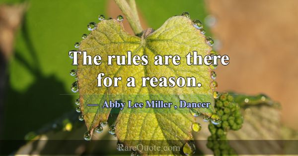 The rules are there for a reason.... -Abby Lee Miller