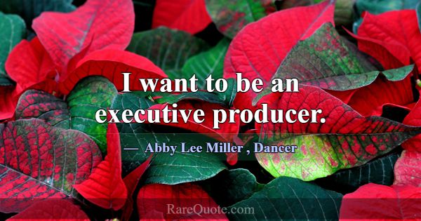 I want to be an executive producer.... -Abby Lee Miller