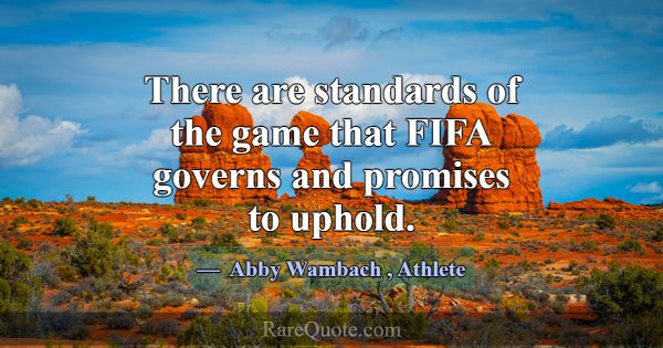 There are standards of the game that FIFA governs ... -Abby Wambach