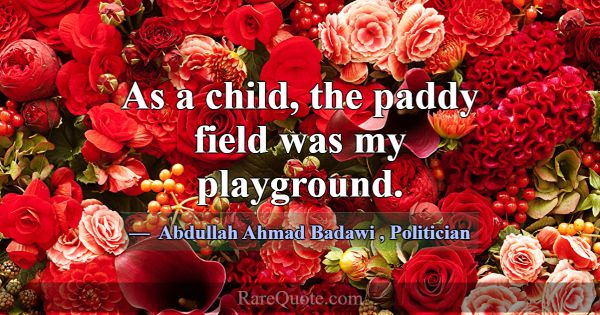 As a child, the paddy field was my playground.... -Abdullah Ahmad Badawi