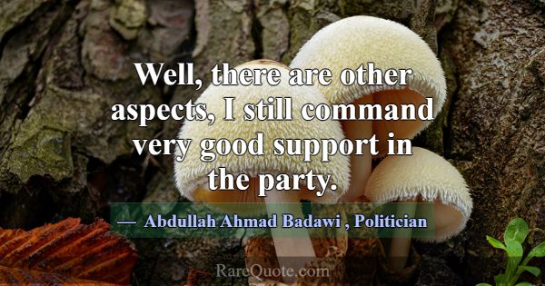 Well, there are other aspects, I still command ver... -Abdullah Ahmad Badawi