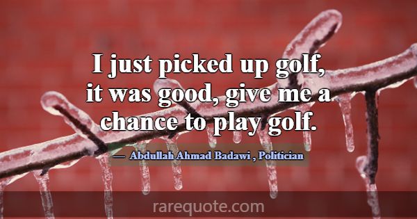 I just picked up golf, it was good, give me a chan... -Abdullah Ahmad Badawi