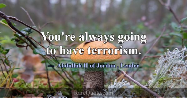 You're always going to have terrorism.... -Abdullah II of Jordan