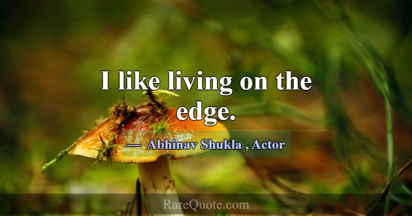 I like living on the edge.... -Abhinav Shukla