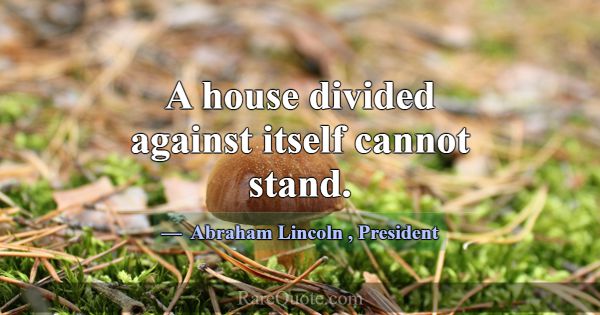 A house divided against itself cannot stand.... -Abraham Lincoln