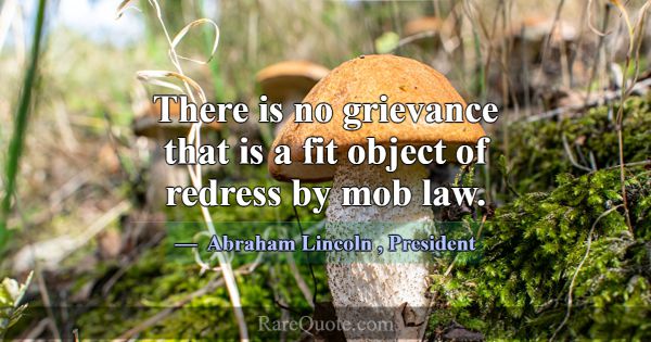 There is no grievance that is a fit object of redr... -Abraham Lincoln