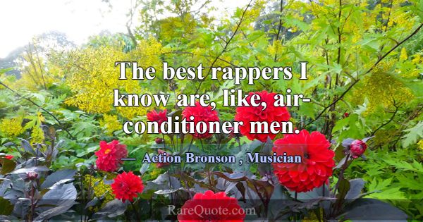 The best rappers I know are, like, air-conditioner... -Action Bronson