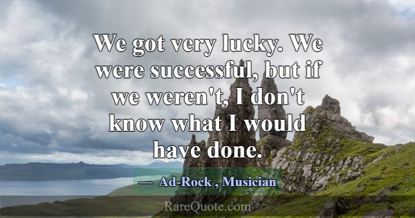 We got very lucky. We were successful, but if we w... -Ad-Rock
