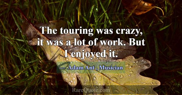 The touring was crazy, it was a lot of work. But I... -Adam Ant