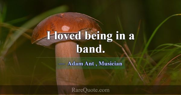 I loved being in a band.... -Adam Ant