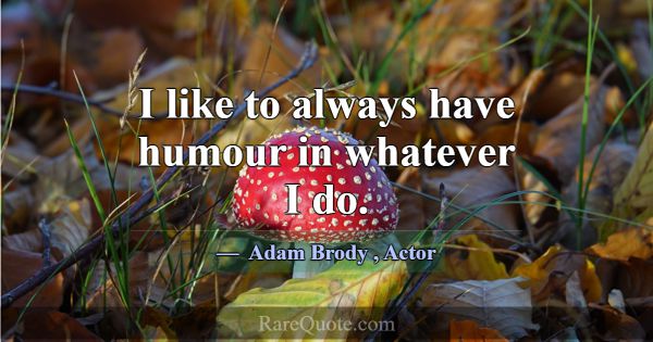 I like to always have humour in whatever I do.... -Adam Brody