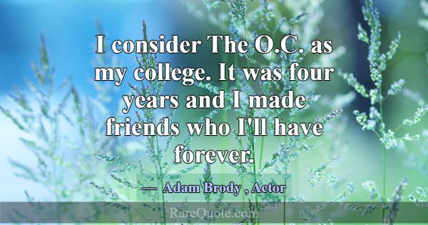 I consider The O.C. as my college. It was four yea... -Adam Brody
