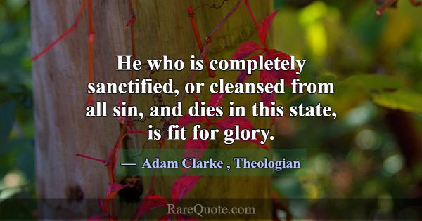 He who is completely sanctified, or cleansed from ... -Adam Clarke