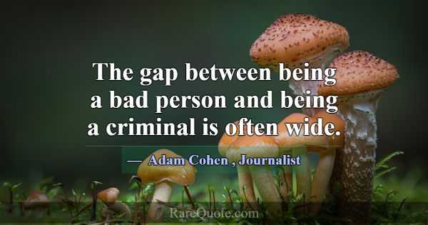 The gap between being a bad person and being a cri... -Adam Cohen