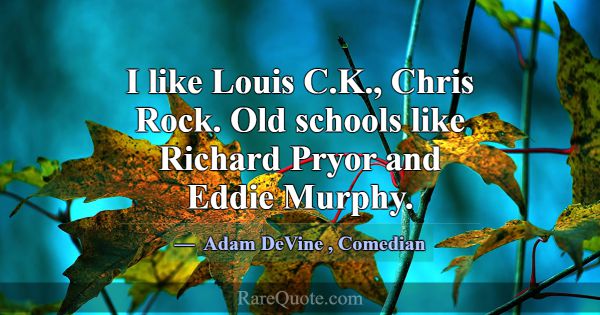 I like Louis C.K., Chris Rock. Old schools like Ri... -Adam DeVine