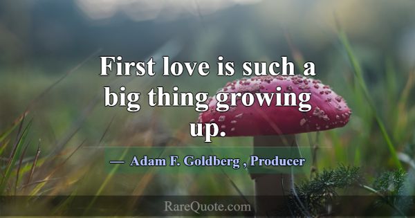 First love is such a big thing growing up.... -Adam F. Goldberg